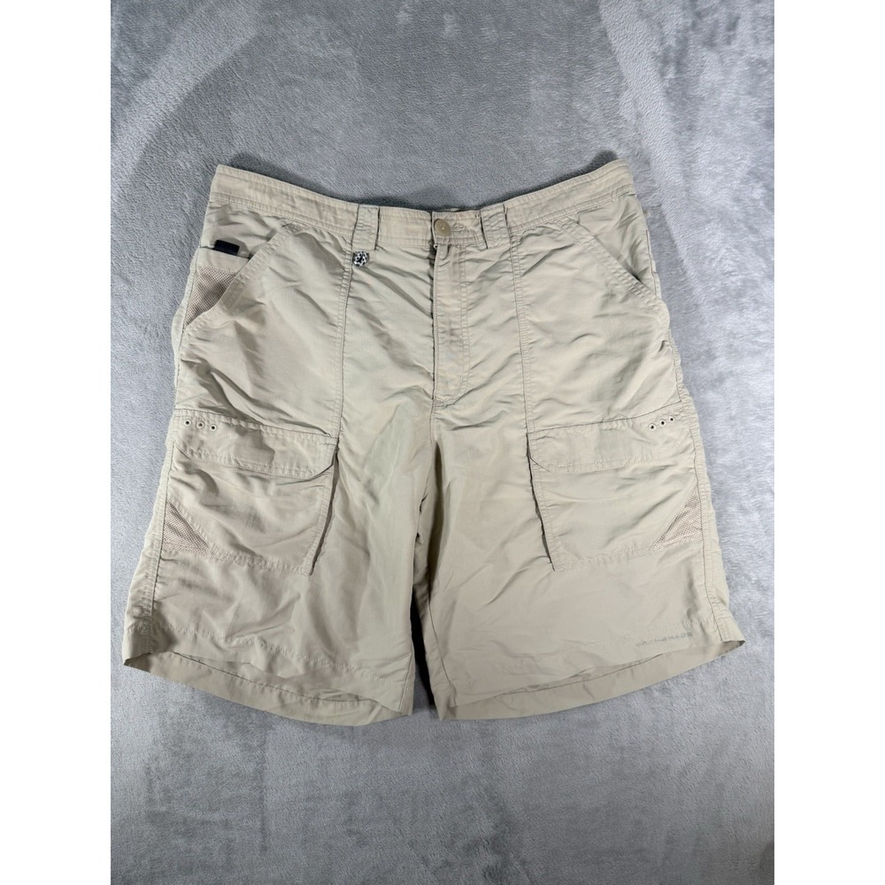 Columbia PFG Shorts Mens 38 Beige Permit II Cargo Outdoor Hiking Fishing 10"